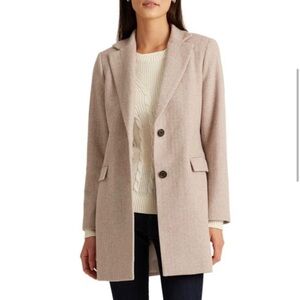 Ralph Lauren Herringbone Blazer Wool Blend Coat